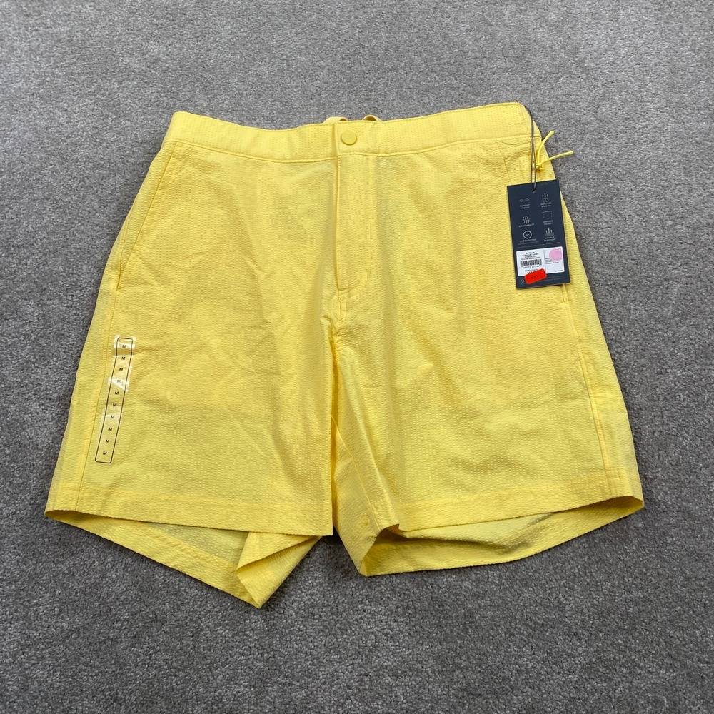 VRST Resort Short Mens Size M Yellow Seersucker 6 Inch Inseam Relaxed Fit